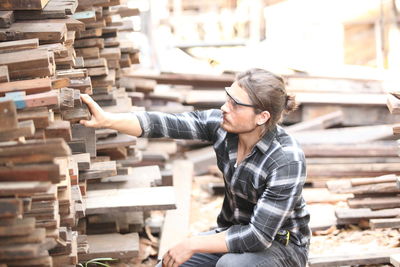 Man working on wood