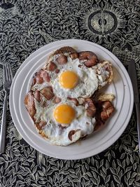 High angle view of breakfast served in plate