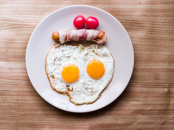 Directly above shot of breakfast served on table