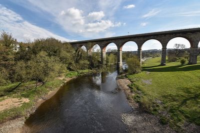 View of bridge over lake