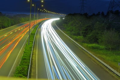 Light trails on highway at night