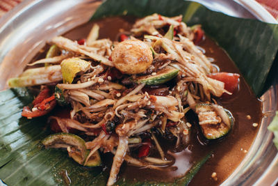 High angle view of meal served in plate