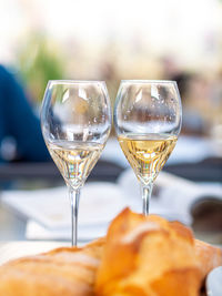 Close-up of wineglass on table