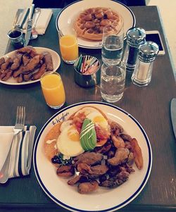 Close-up of food served in plate