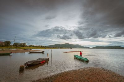 Scenic view of lake against sky