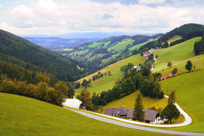 High angle view of landscape against sky