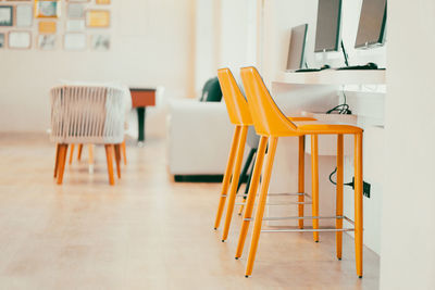 Empty chairs and table