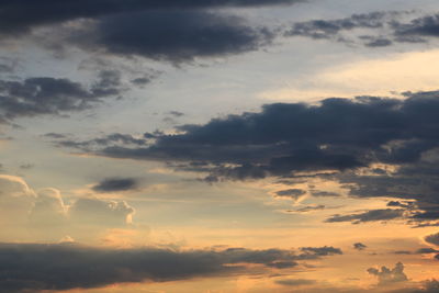 Low angle view of dramatic sky during sunset