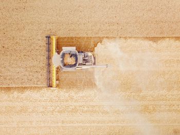 High angle view of machinery on wall