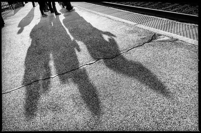 Shadow of people on road