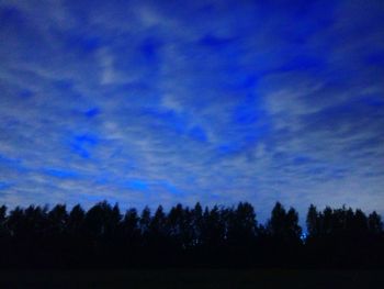 Low angle view of silhouette trees against sky