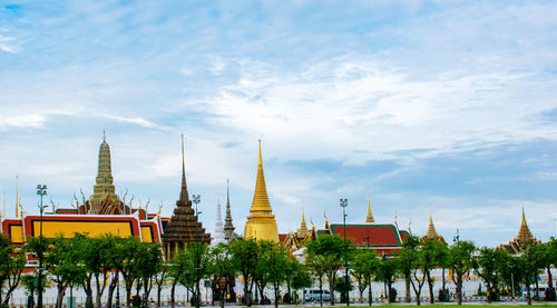 Panoramic view of temple building against sky