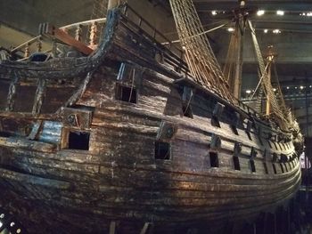 High angle view of old ship in water