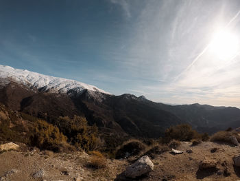 Scenic view of mountains against sky