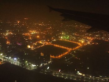 View of illuminated city at night