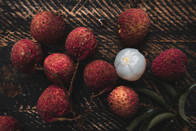 High angle view of fruits on table