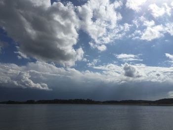 Scenic view of sea against cloudy sky