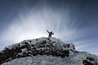 Low angle view of a person in snow