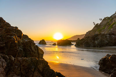 Scenic view of sea against sky during sunset
