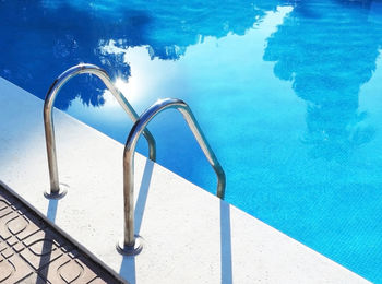 High angle view of swimming pool by sea