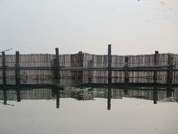 Scenic view of water against clear sky