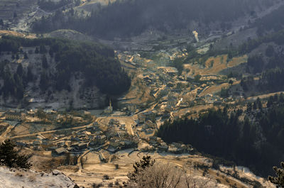 High angle view of river amidst landscape