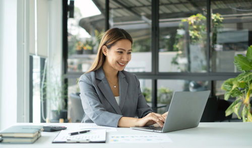 Businesswoman working at office