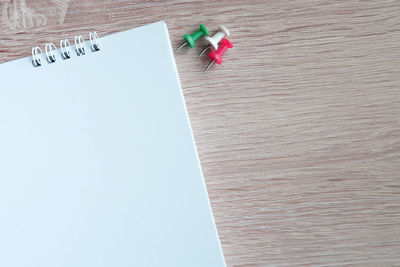 High angle view of paper flag on table