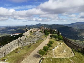 Panoramic view of landscape castle against sky