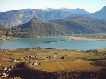 Scenic view of landscape and mountains against sky