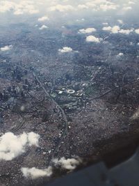 Aerial view of city seen from airplane window