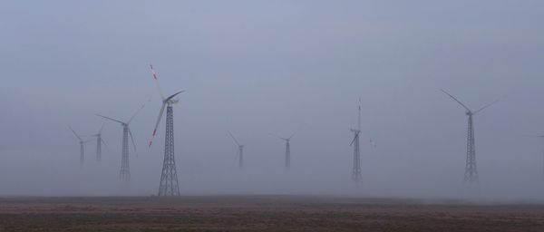 View of field in foggy weather