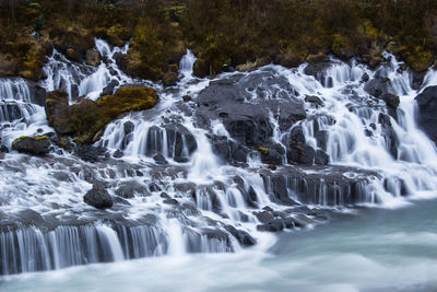 Scenic view of waterfall