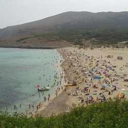 High angle view of people on beach