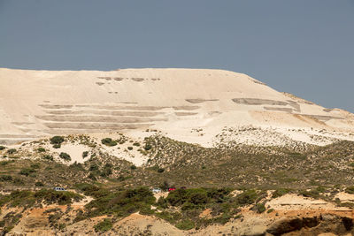 Scenic view of desert against clear sky