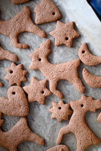 High angle view of cookies