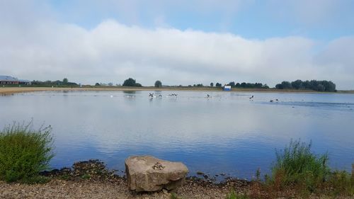 Panoramic view of lake against sky
