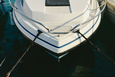 High angle view of boat moored in sea