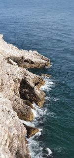 High angle view of rock on beach