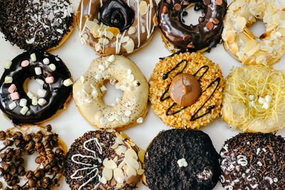 Directly above shot of donuts