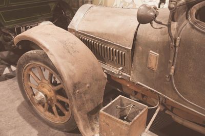 Close-up of abandoned vintage car