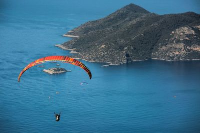 Scenic view of sea and mountains