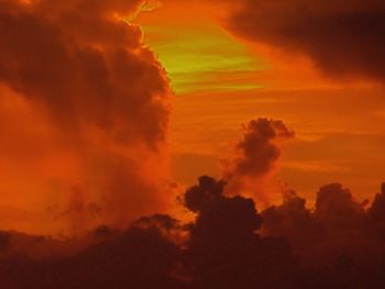 Low angle view of dramatic sky during sunset