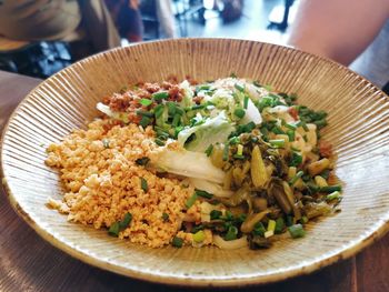 Close-up of food served in plate