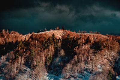 Winter sunset over mountains landscape photography