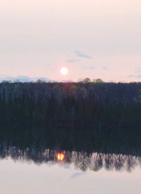 Scenic view of lake at sunset