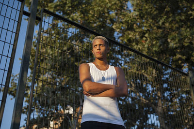 Portrait of an african american man with trees in the background
