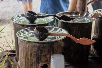 Close-up of beer in bowl on table