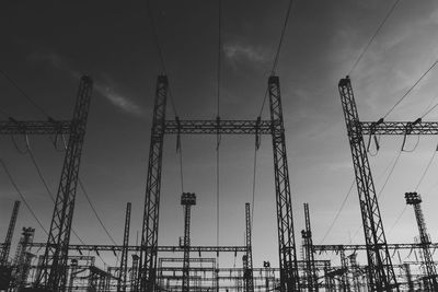 Low angle view of electricity pylon