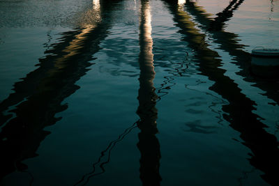 High angle view of rippled lake at dusk